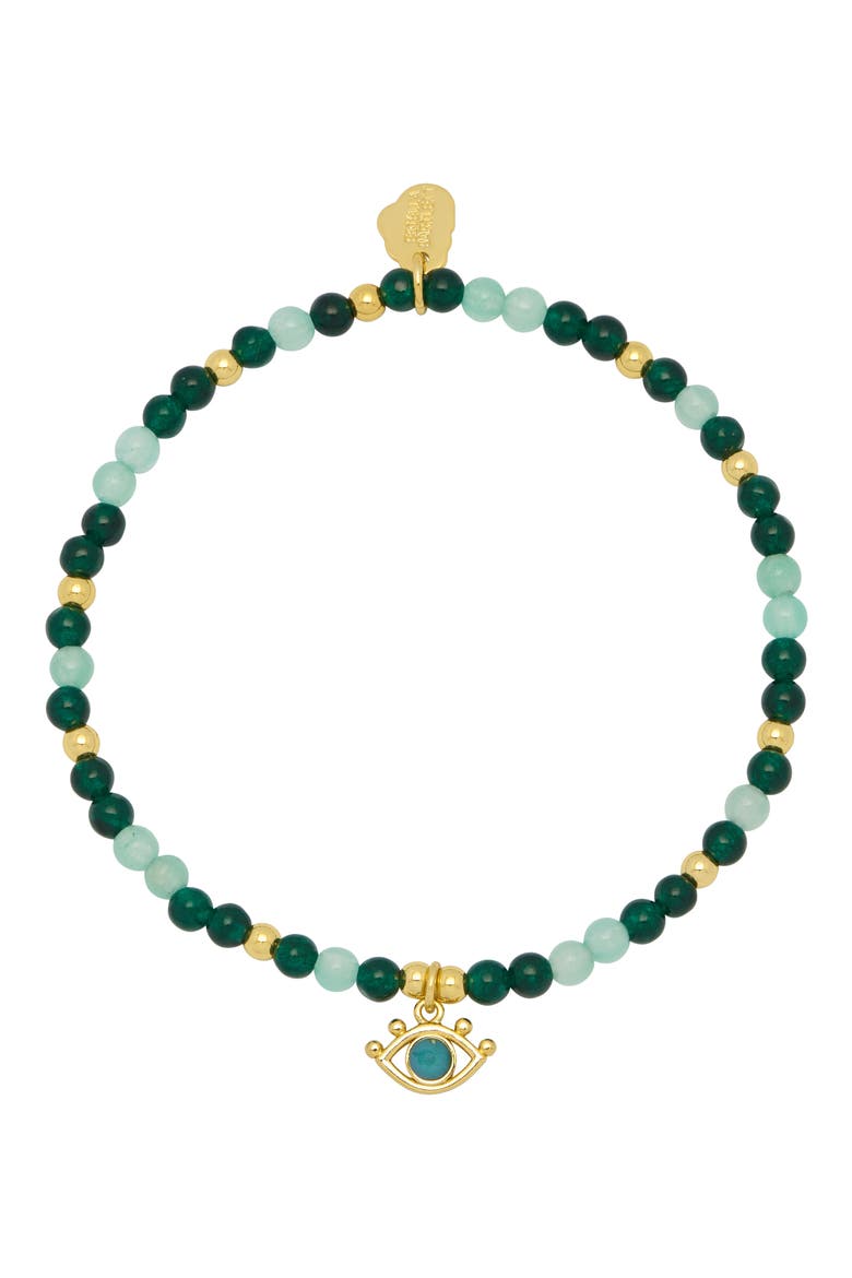 Beaded Evil Eye Stretch Bracelet, Main, color, GOLD/GREEN