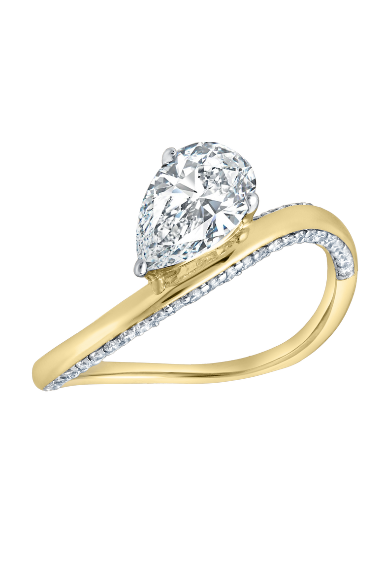 Selena Silk Wave 1.4 Ct Pear Lab Grown Diamond Engagement Ring, Alternate, color, 14K Yellow Gold