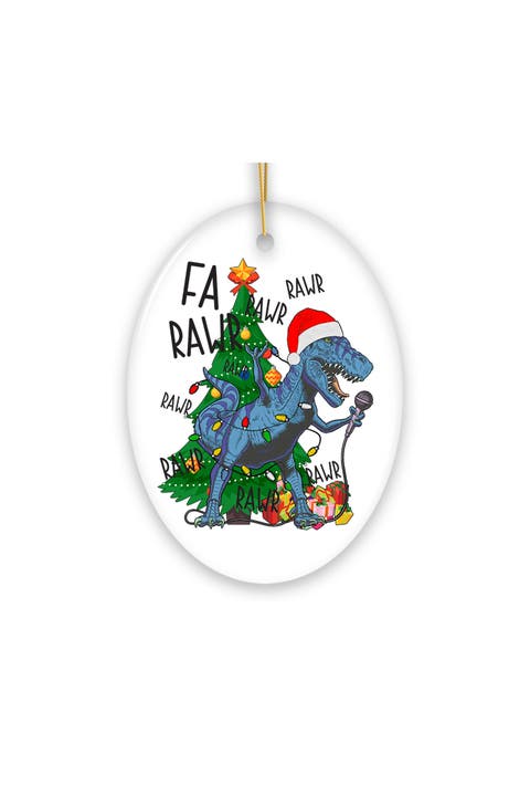 Fa Rawr Karaoke T-rex Santa Hat Ornament