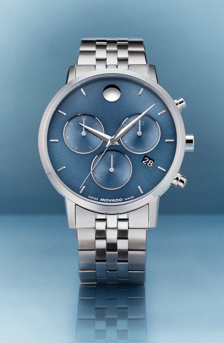 Movado Museum Classic Chronograph Bracelet Watch, 42mm, Alternate, color, Blue