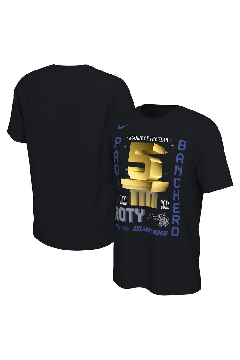 Men's Nike Paolo Banchero Black Orlando Magic 2023 NBA Rookie of the Year T-Shirt, Alternate, color, Black