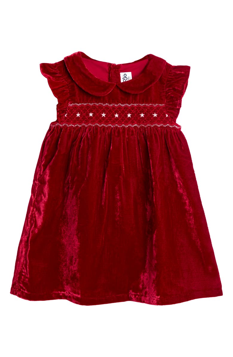 JOJO MAMAN BEBE Velvet Dress & Long Sleeve Bodysuit Set, Alternate, color, Red