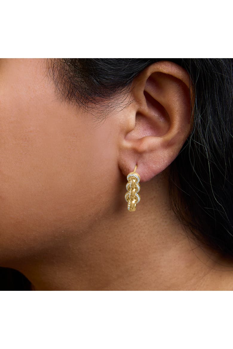 14K Yellow Gold Plated Silver 3/4 Cttw Diamond Chain Link Drop Earrings, Alternate, color, Yellow