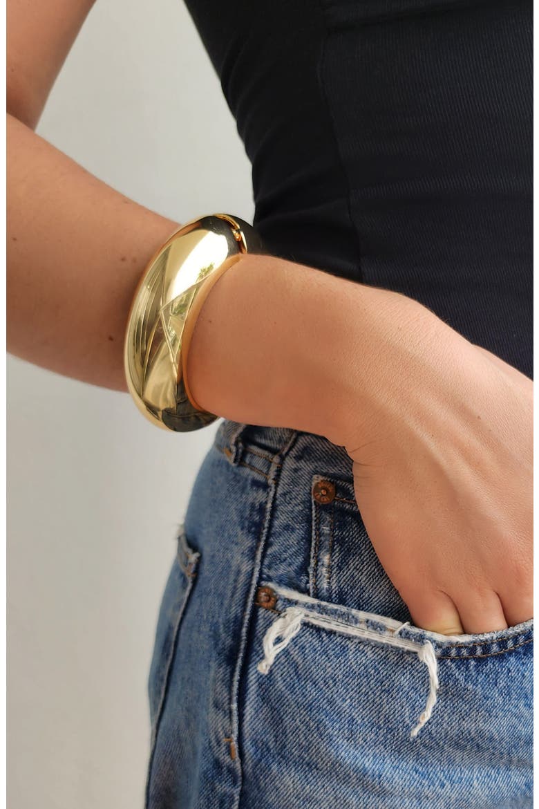 Chunky Dome Hinged Bangle Bracelet, Alternate, color, GOLD