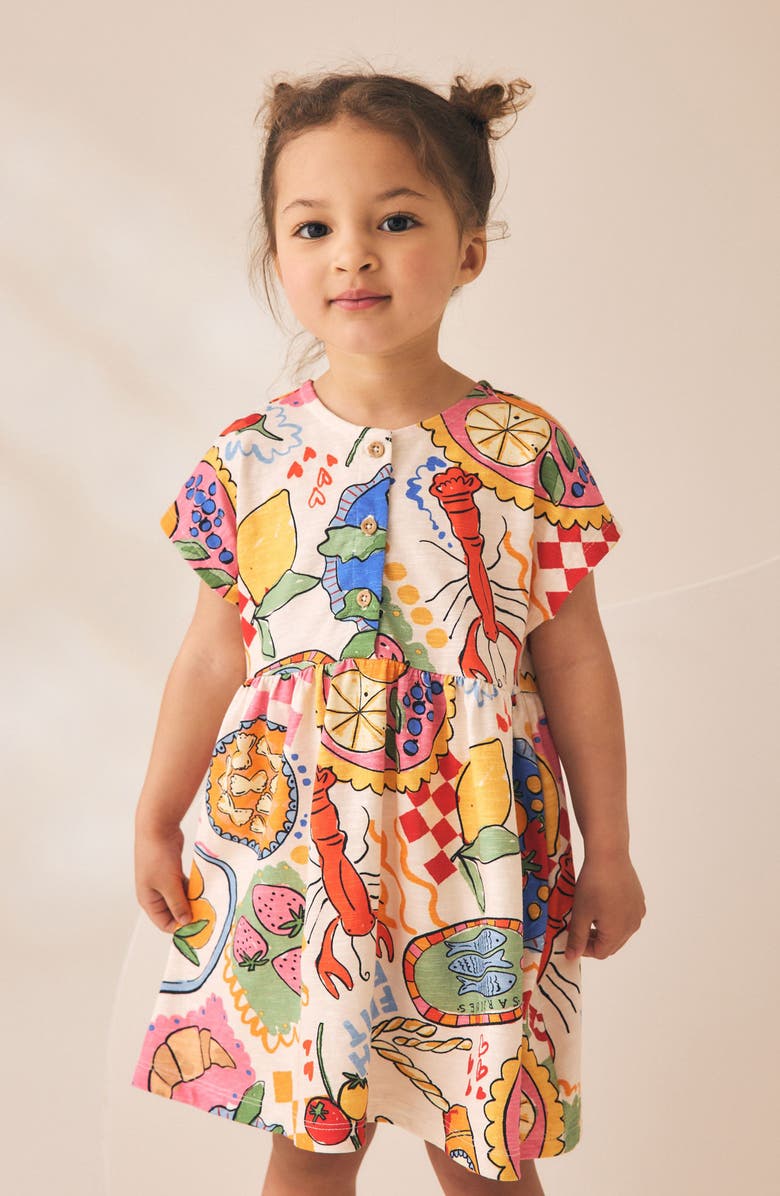 NEXT Kids' Amalfi Print Cotton Jersey Dress, Alternate, color, Multi