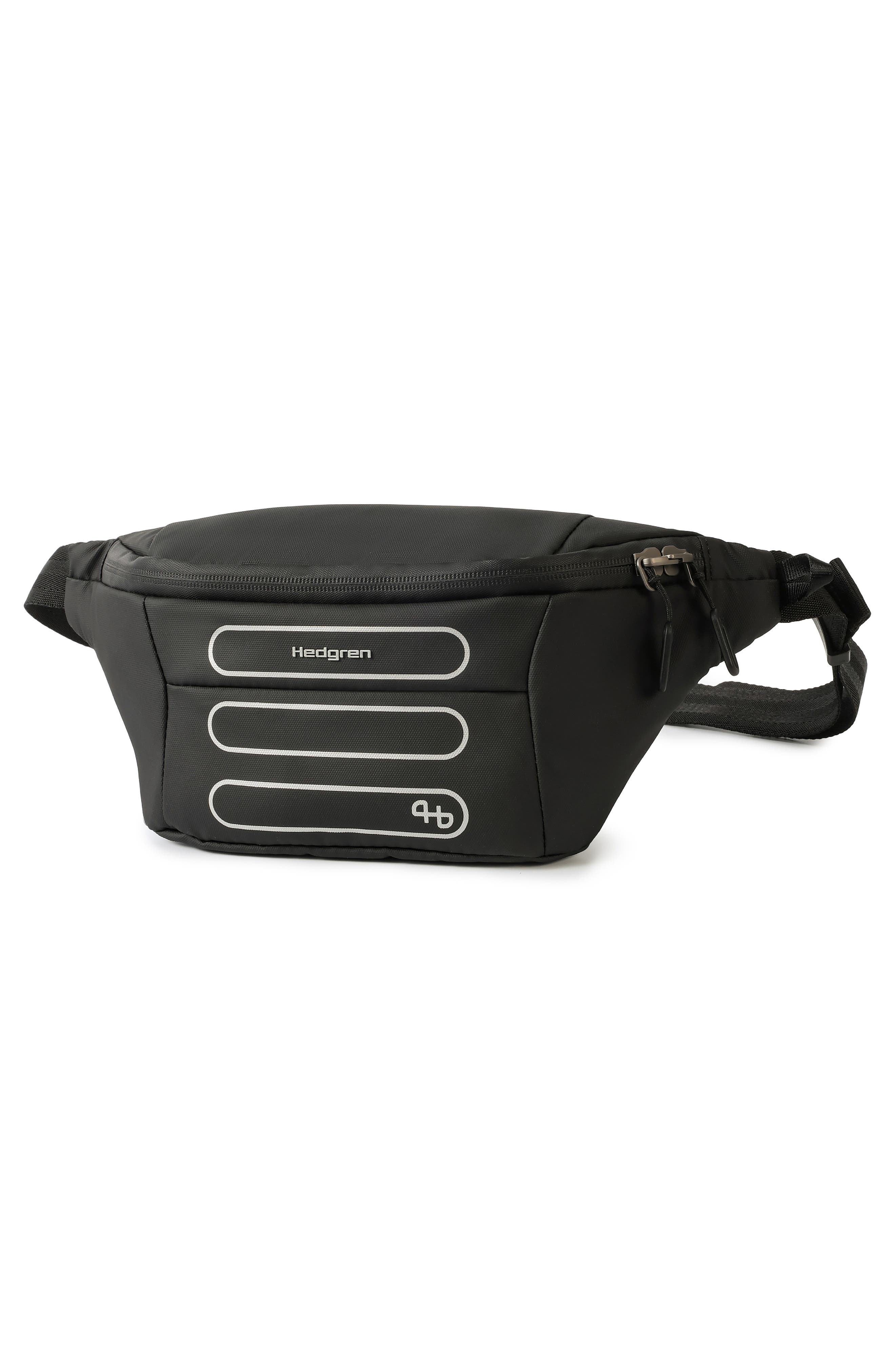 Hedgren Visit RFID Recycled Polyester Belt Bag, Alternate, color, Coated Black