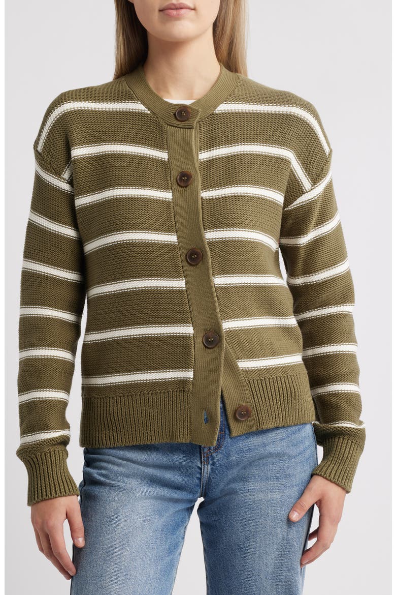 Stripe Pima Cotton Cardigan, Alternate, color, OLIVE- IVORY RENEE STRIPE