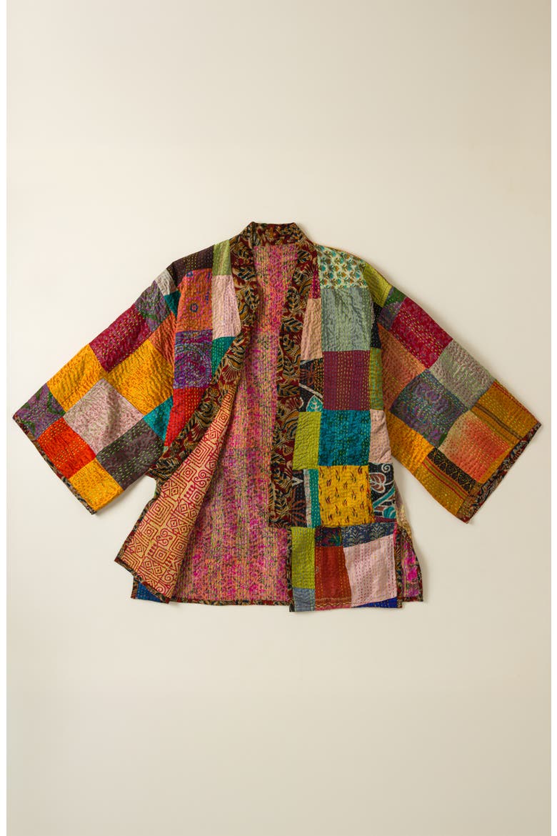 Reversible Silk Sari Kantha Jacket, Main, color, Multi