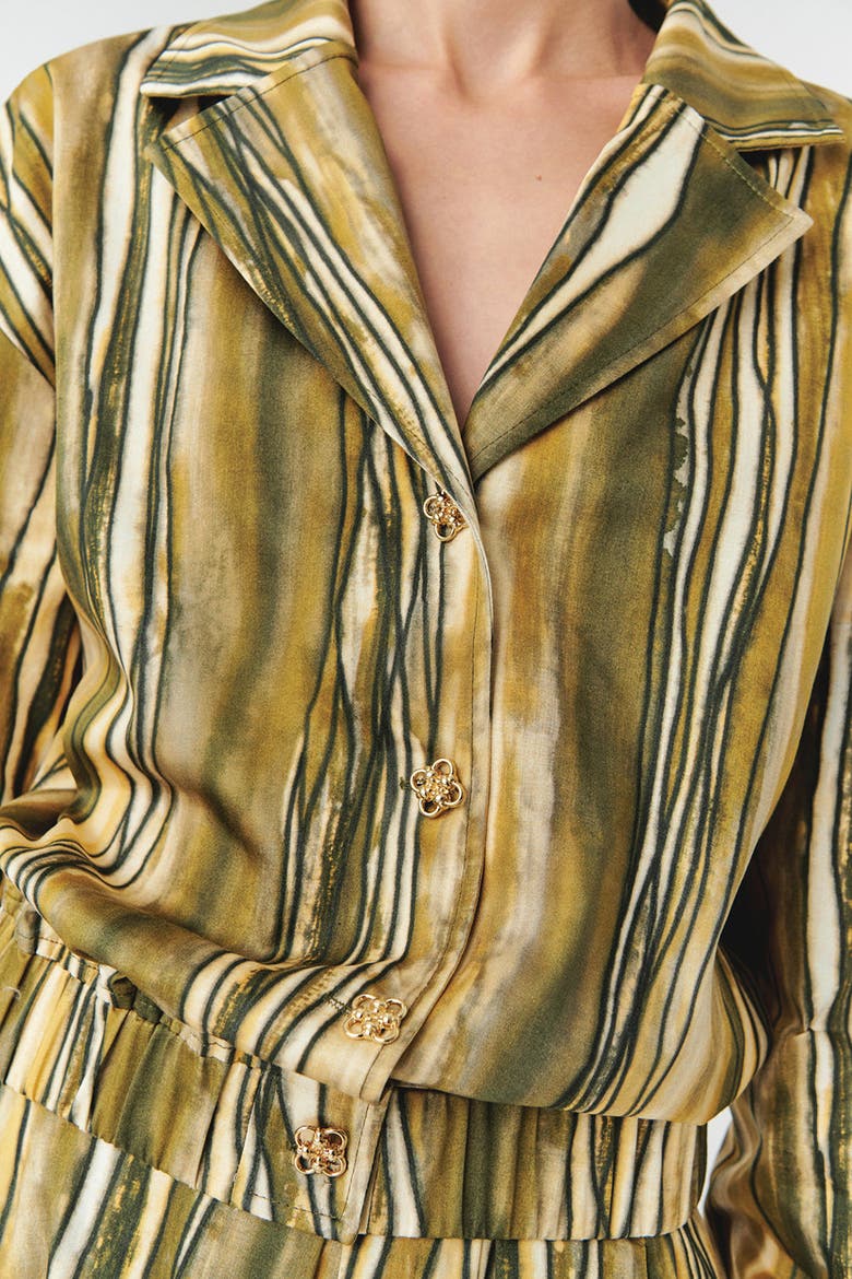 Melina Striped Jacket, Alternate, color, Green