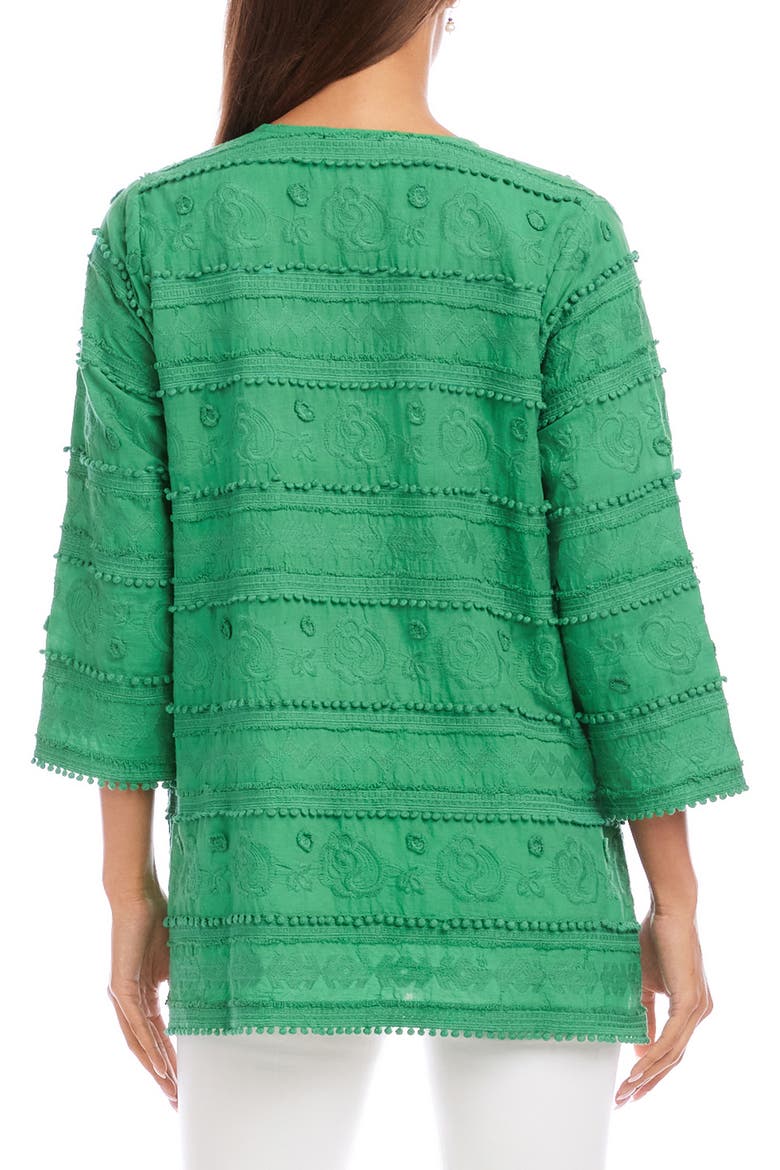 Embroidered Cotton Tunic Top, Alternate, color, GREEN