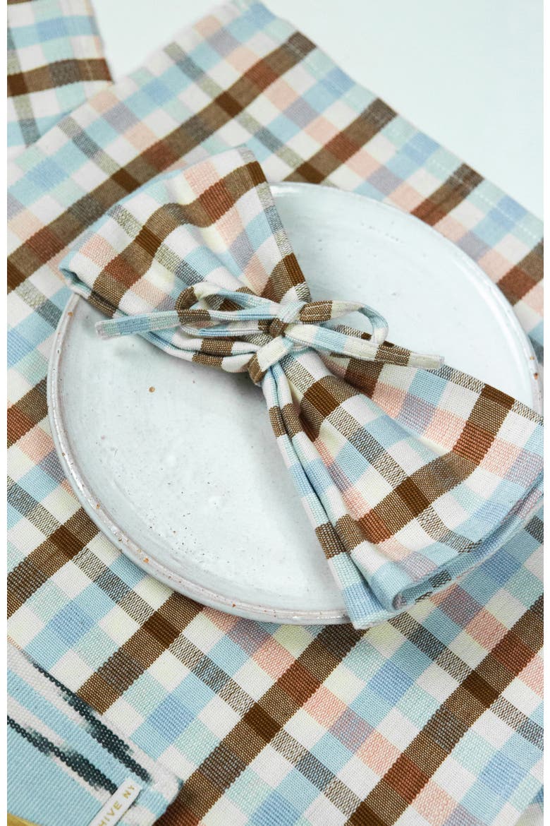 Handwoven Classic Plaid Cotton Napkins, Set of 4, Alternate, color, Brown