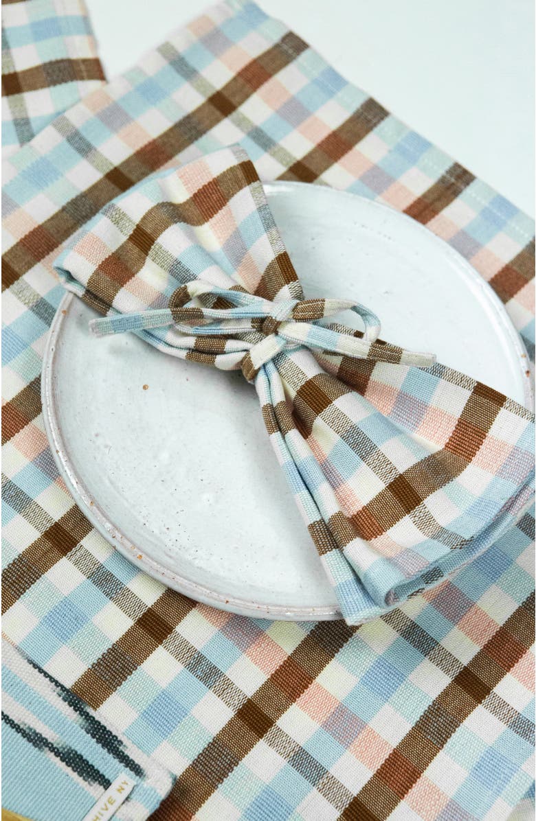 Archive New York Handwoven Classic Plaid Cotton Napkins, Set of 4, Alternate, color, Brown
