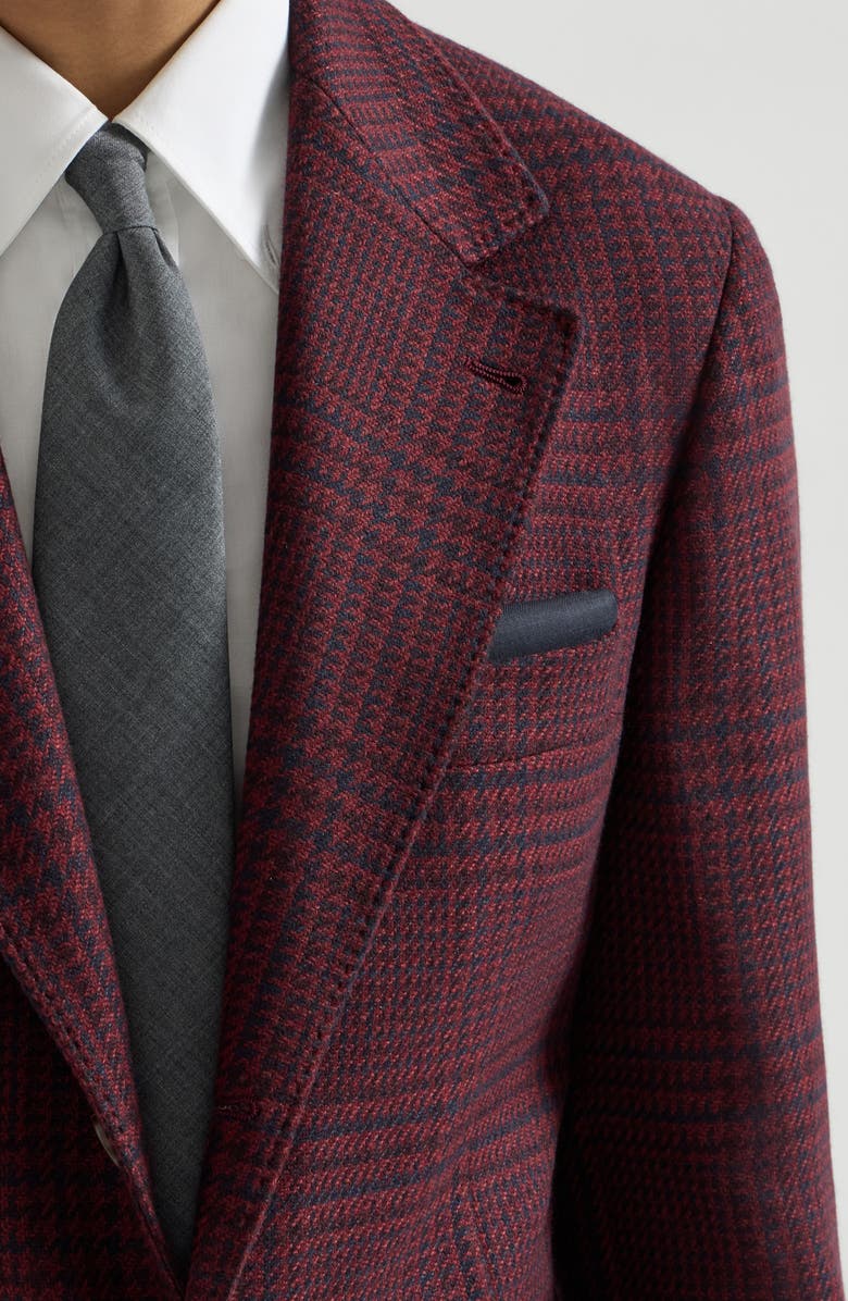Brunello Cucinelli Virgin wool and silk twill pocket square, Alternate, color, Navy Blue