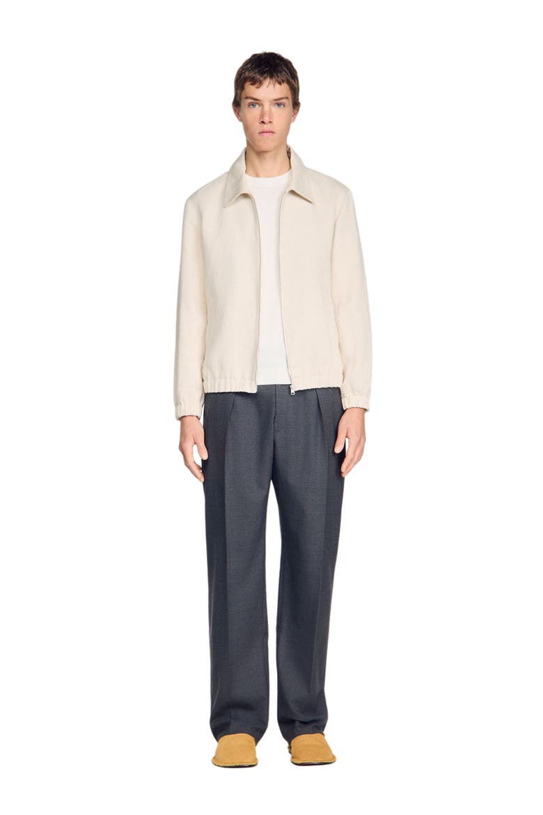 Cotton zip-up jacket, Alternate, color, Ecru
