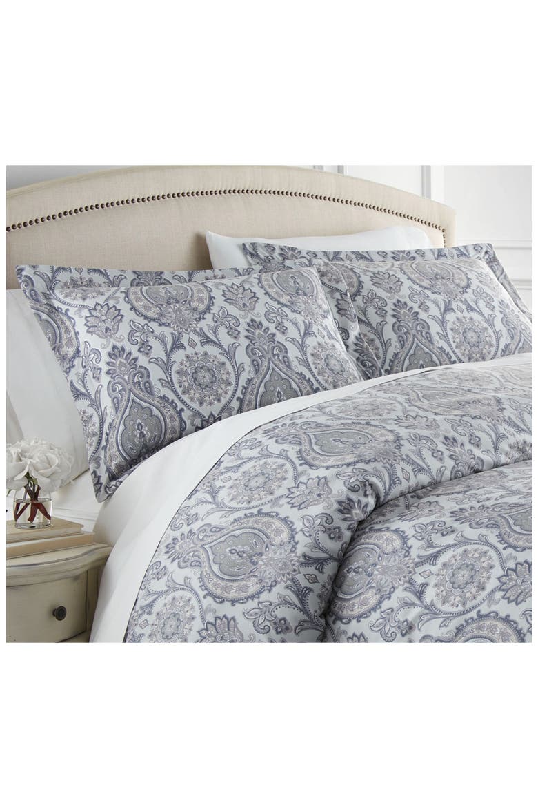 Luxury Premium Oversized Boho Paisley Print Reversible Comforter 3-Piece Set, Alternate, color, BOHO PAISLEY GREY