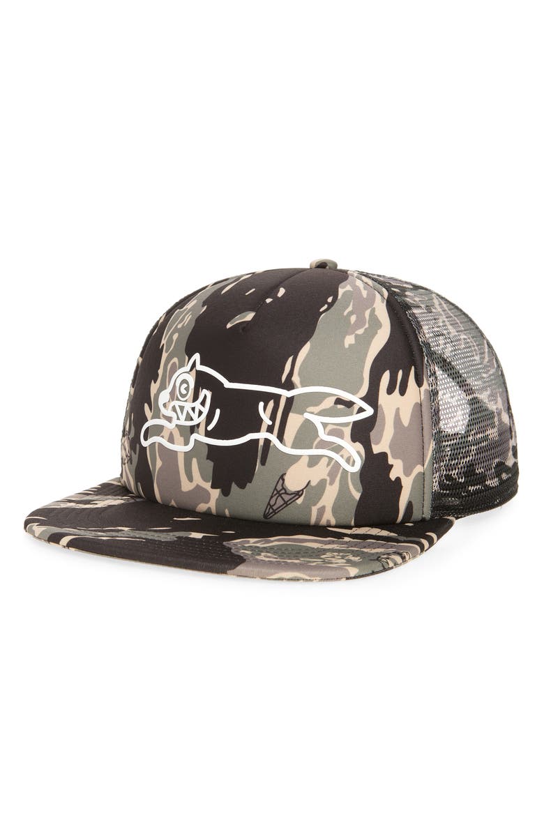 ICECREAM Nack Cotton Twill Trucker Hat, Main, color, Camo
