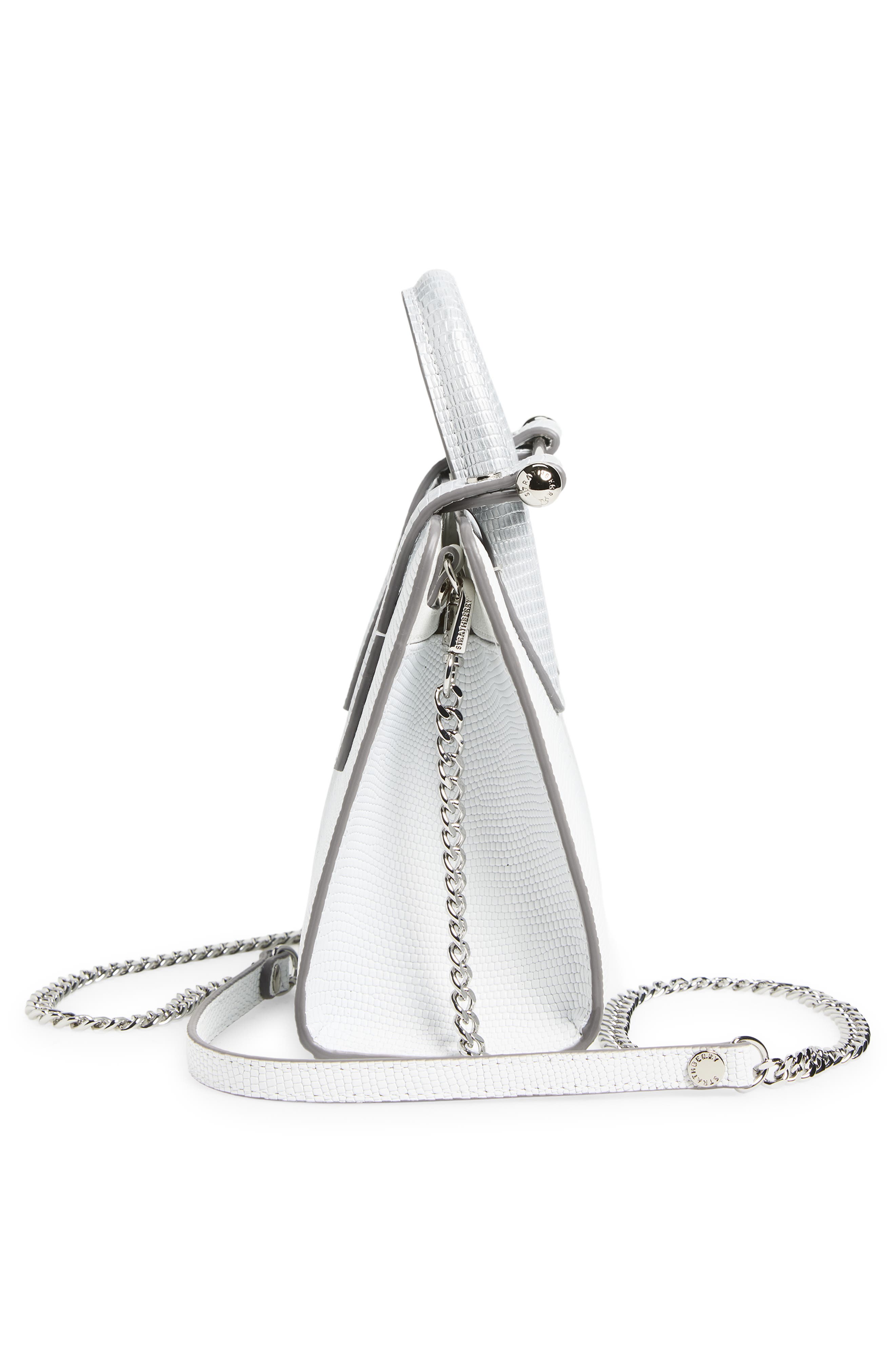 Strathberry Nano Lizard Embossed Leather Tote, Alternate, color, Silver