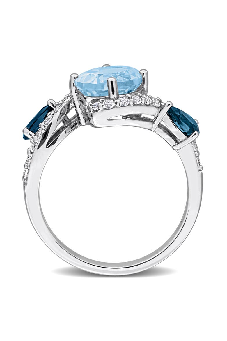 Gemstone & White Topaz 3-Stone Swirl Ring, Alternate, color, Blue Topaz/Sterling Silver