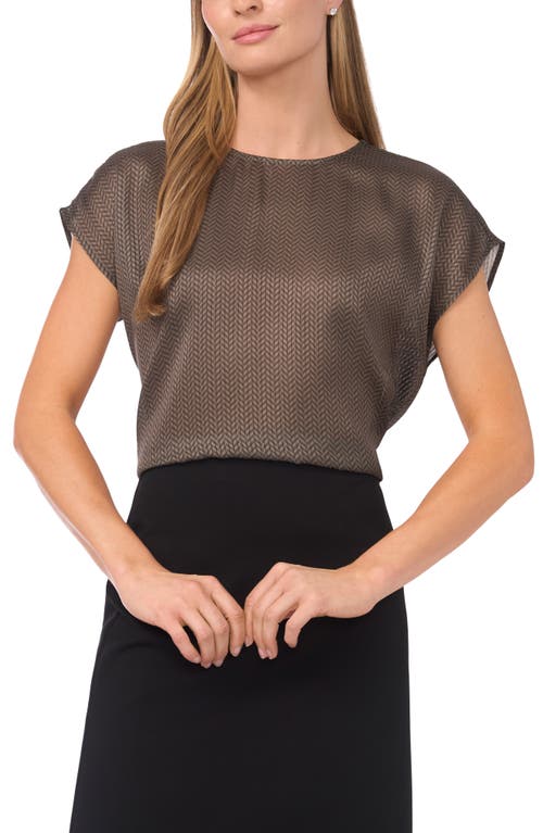 Halogenr Halogen(r) Herringbone Print Cap Sleeve Shell In Brown