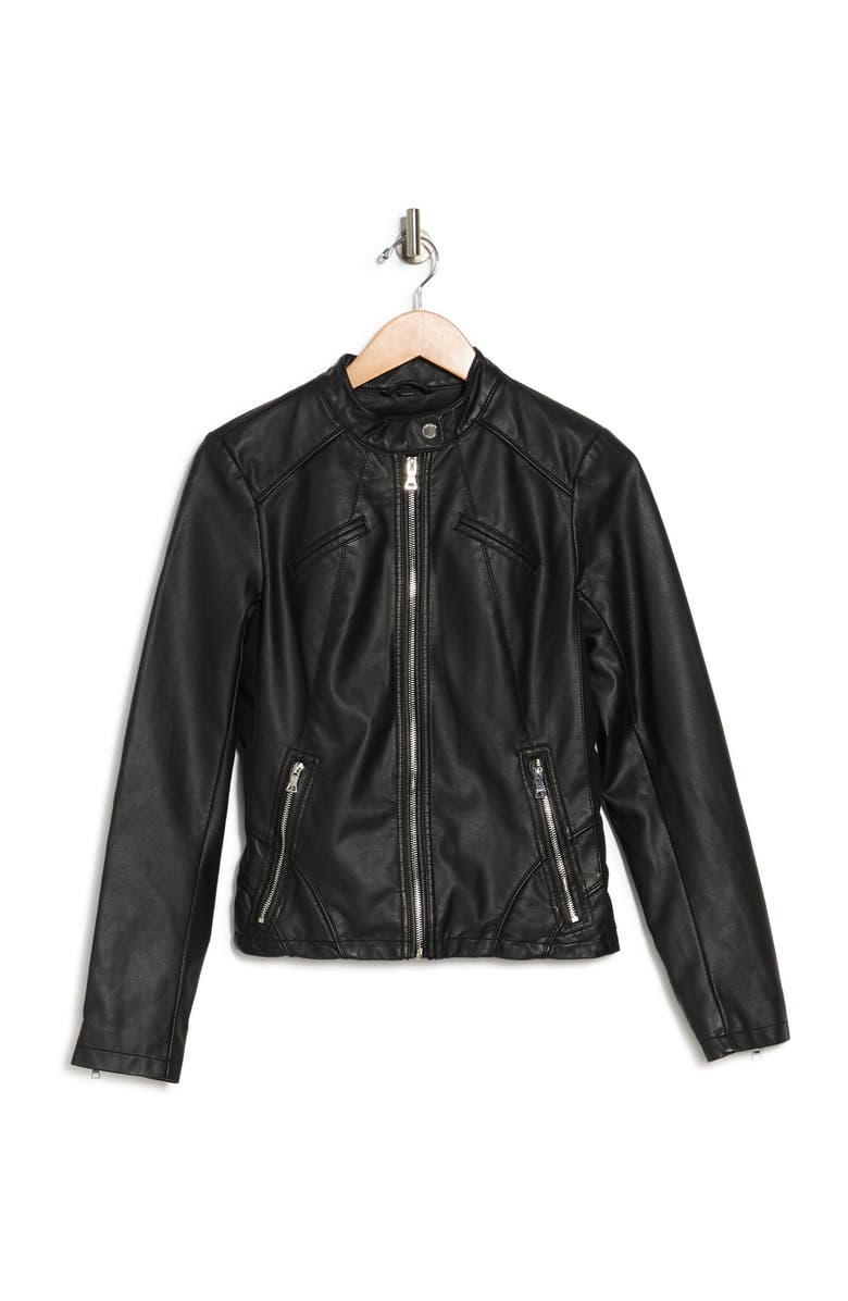 GUESS Faux Leather Racer Jacket, Alternate, color,