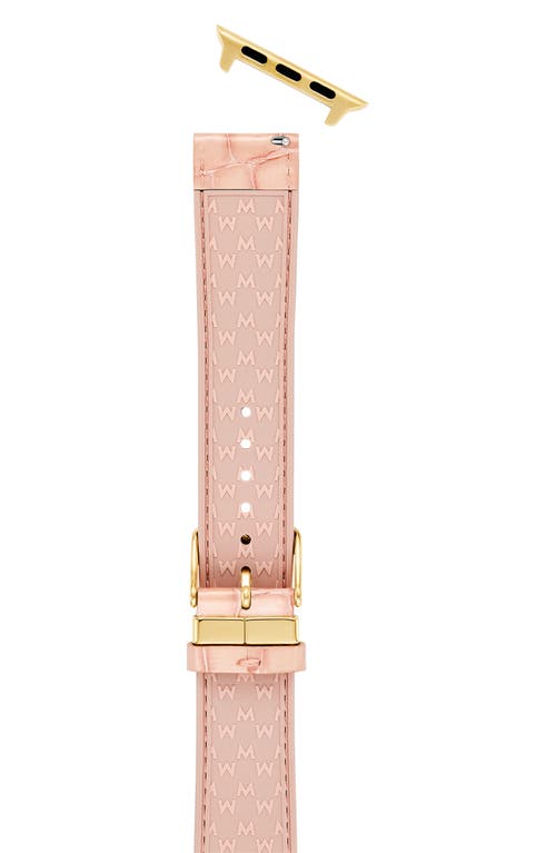 Michele Croc Embossed Leather 20mm Apple Watch® Watchband In Pink