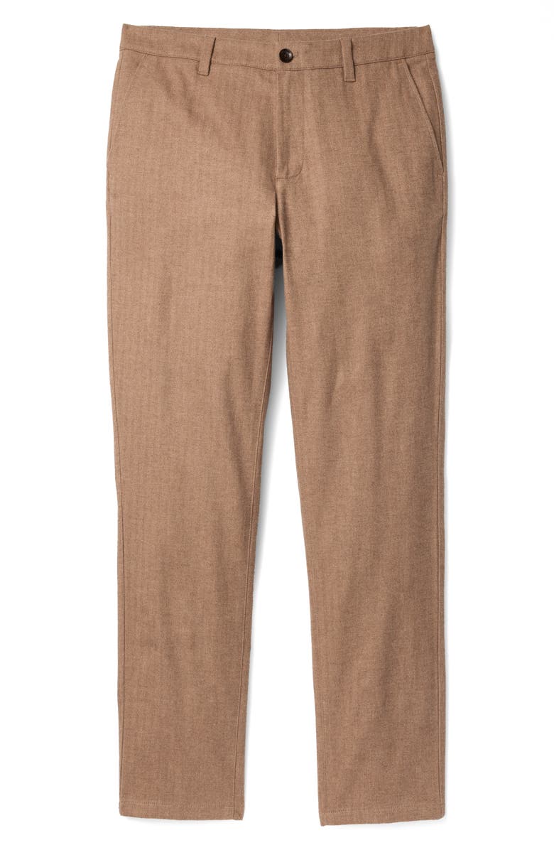 Bonobos Flat Front Brushed Cotton Herringbone Chinos, Alternate, color, Dark Khaki Herringbone