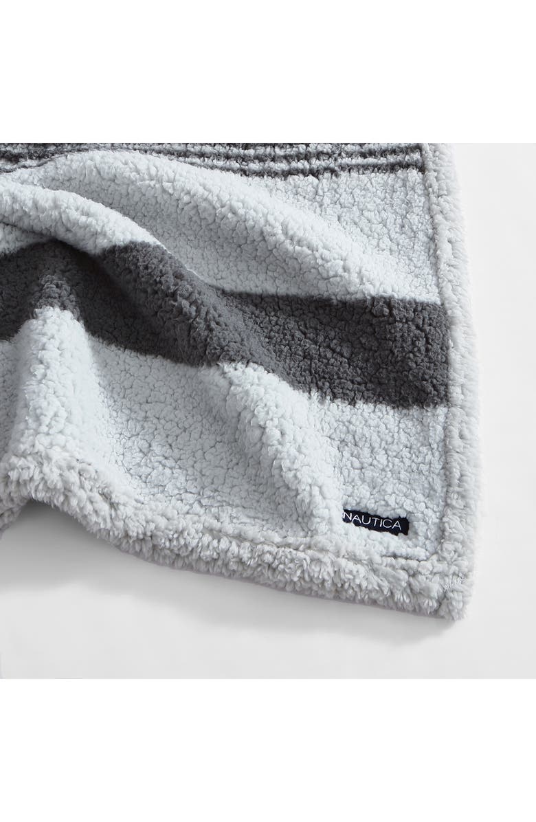 Nautica Saltmarsh Faux Shearling Throw Blanket, Alternate, color, Grey