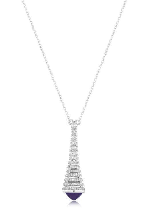 Suzy Levian Eiffel Tower Pavé Cubic Zirconia & Enamel Pendant Necklace