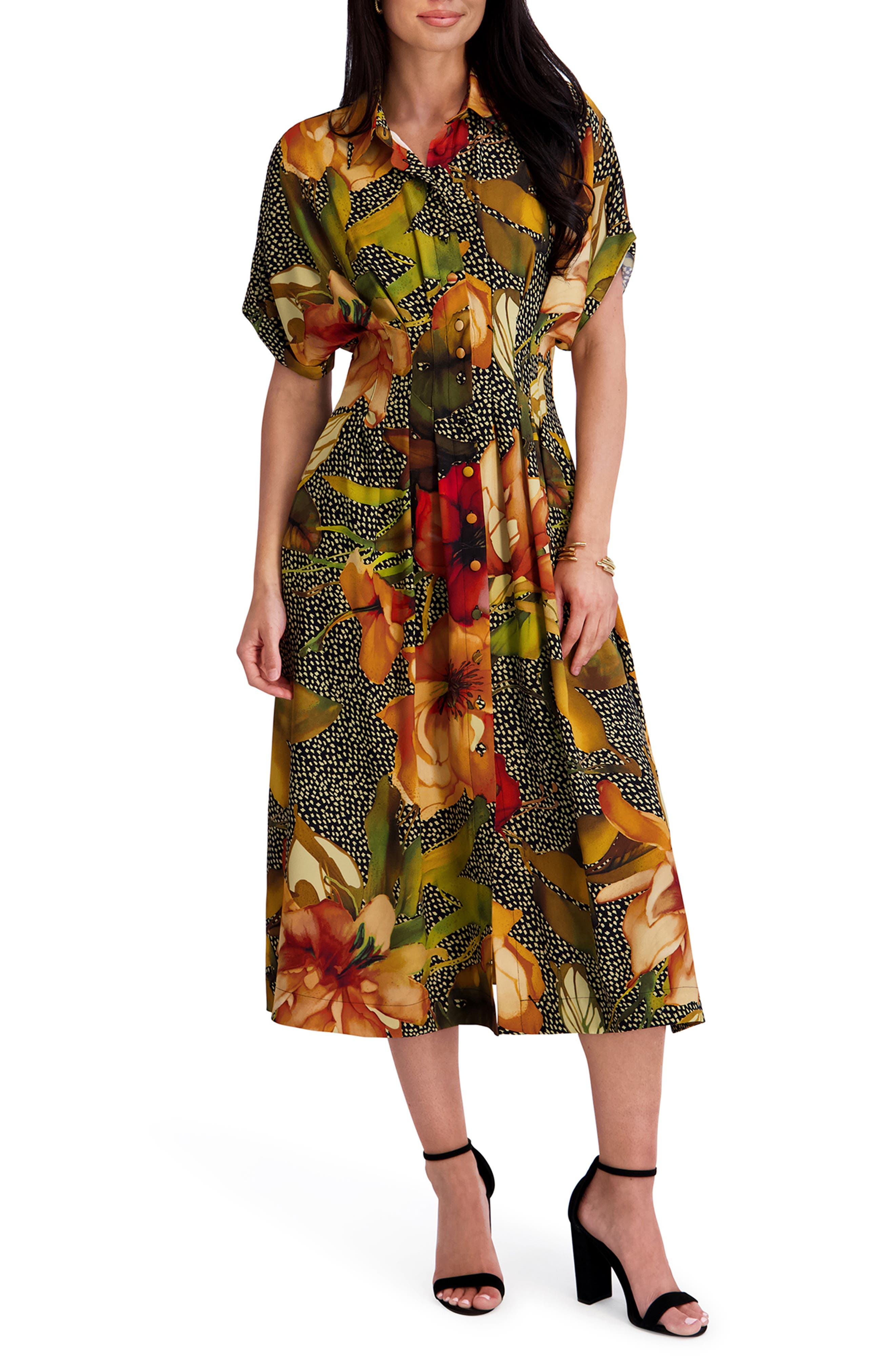 Short Sleeve Fit and Flare Midi Dress