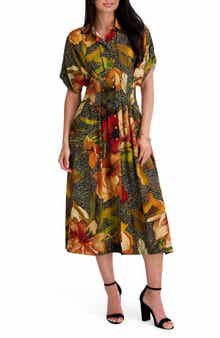 Short Sleeve Fit and Flare Midi Dress