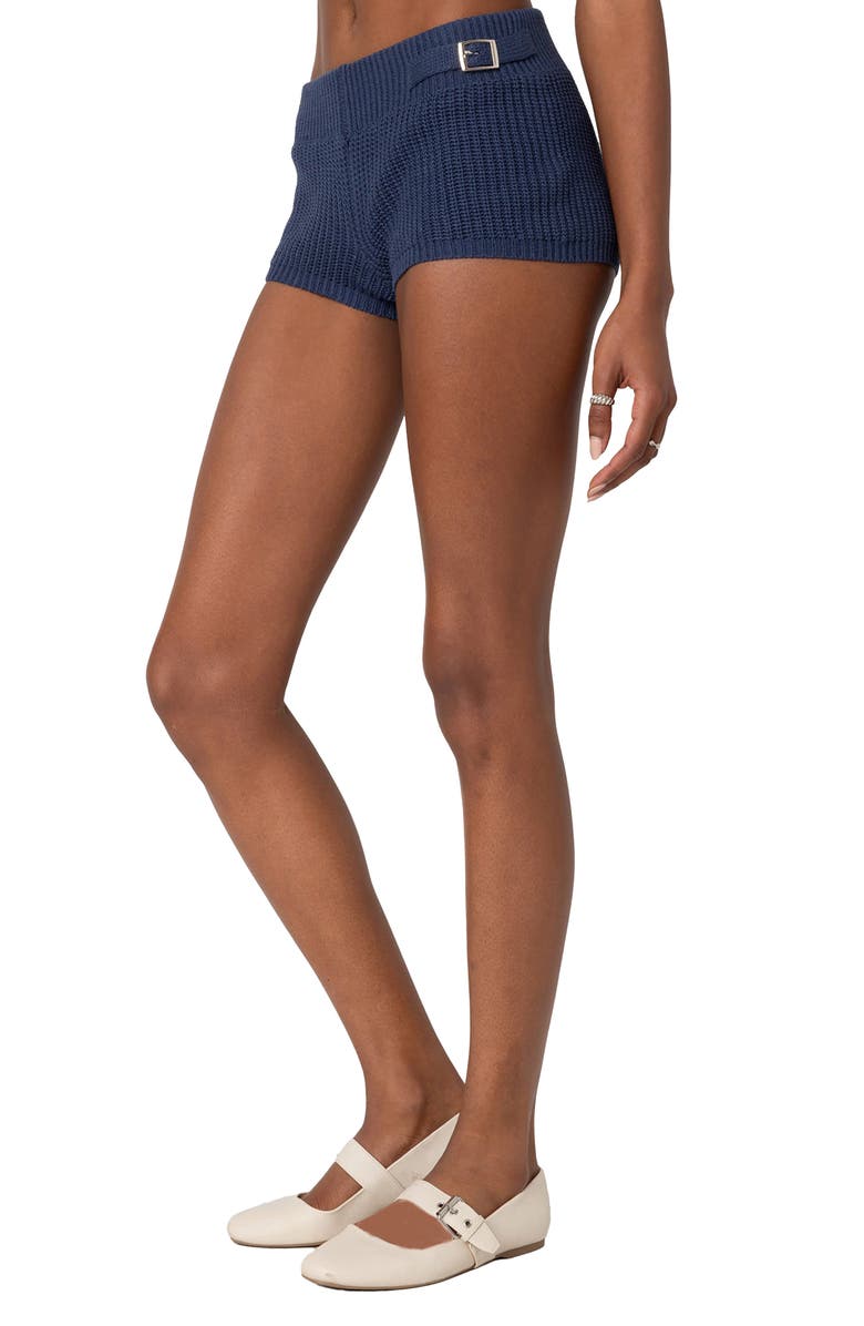 EDIKTED Rib Stitch Microshorts, Alternate, color, Navy