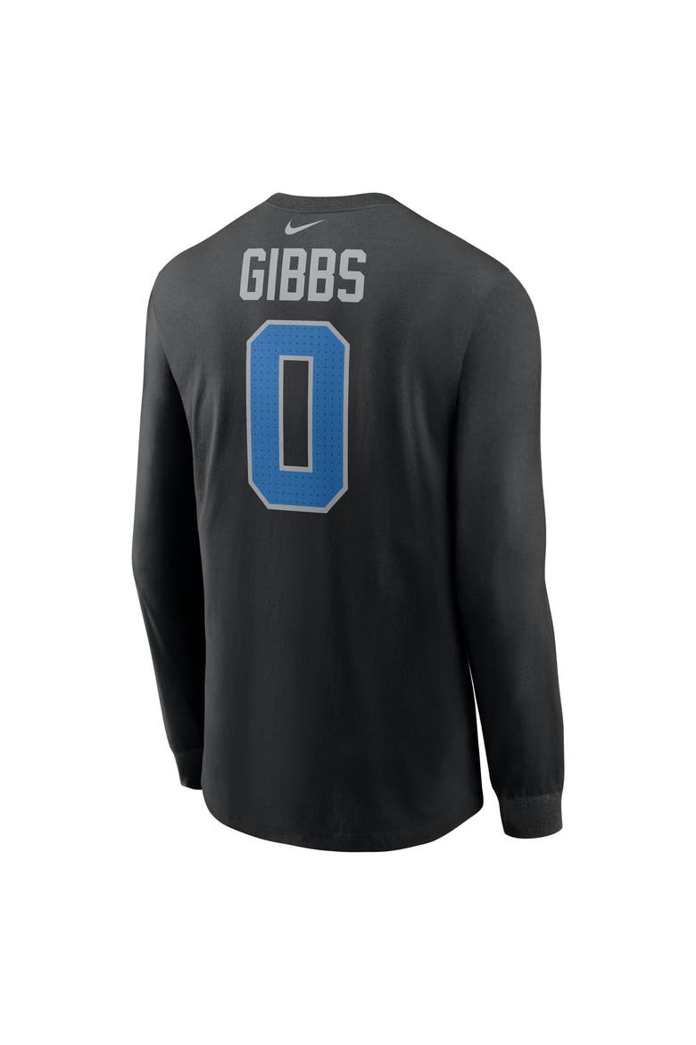 Men's Nike Jahmyr Gibbs Black Detroit Lions Name & Number Long Sleeve T-Shirt, Alternate, color, Black