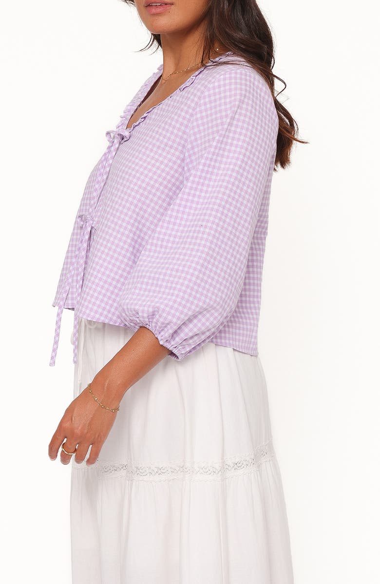 Petal & Pup Fainche Gingham Cotton Blend Top, Alternate, color, Lilac Gingham