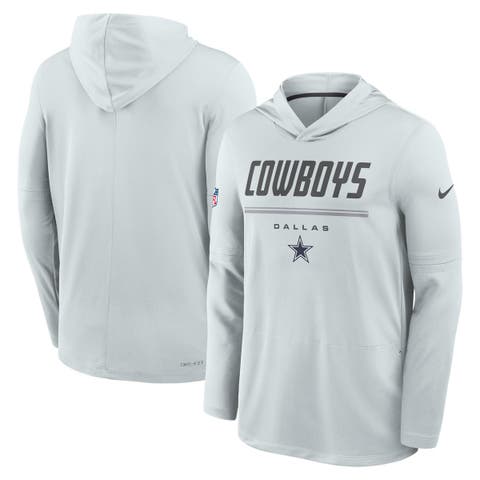 Men's Nike Gray Dallas Cowboys Sideline Game On Lightweight Long Sleeve Hooded Dri-FIT Top