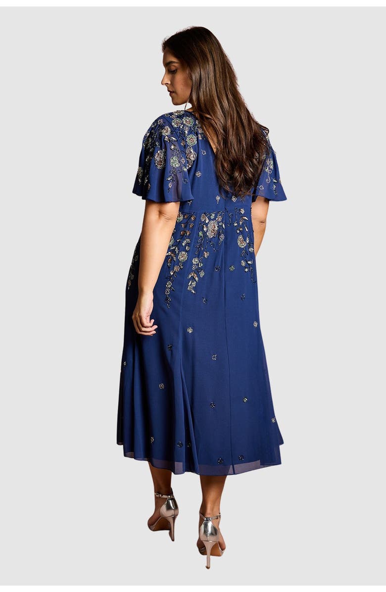 Coast Plus Floral Embellished Midi Dress, Alternate, color, Navy