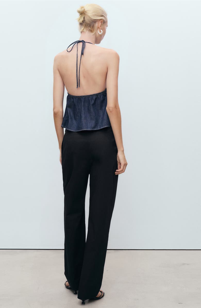 MANGO Straight Leg Cotton Pants, Alternate, color, Black