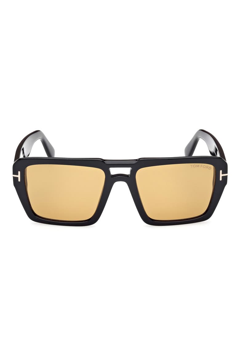 Redford 56mm Navigator Sunglasses, Main, color, SHINY BLACK / AMBER