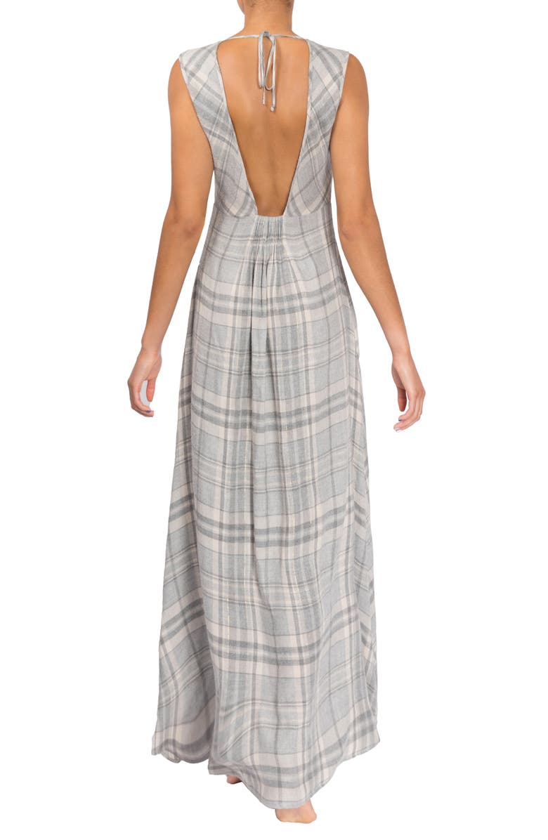 Everyday Ritual Plunge Nightgown, Alternate, color, Grey W/ Gold Lurex