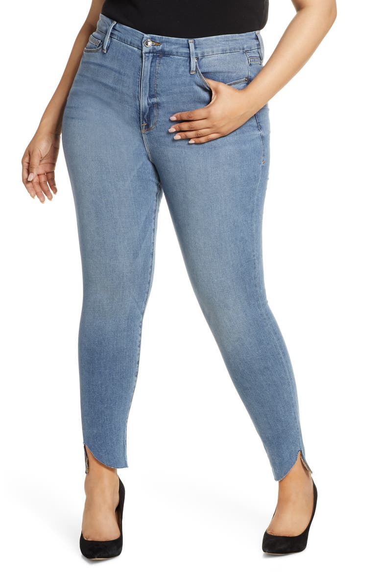 Good Legs High Waist Cascade Hem Skinny Jeans, Alternate, color, BLUE605