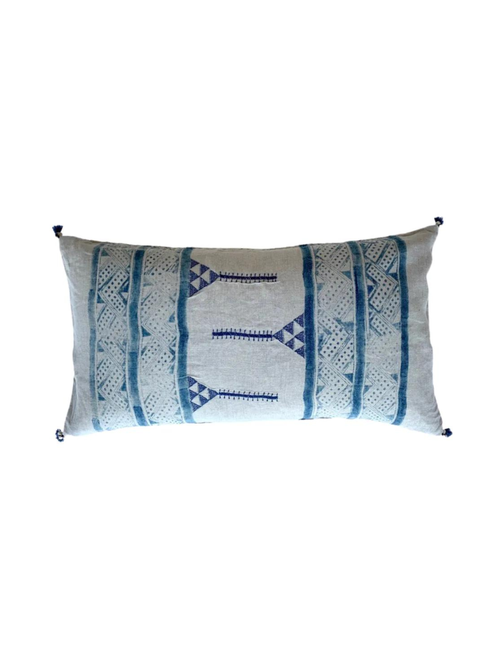 Alamwar Mancala Indigo Lumbar Pillow In Indigo