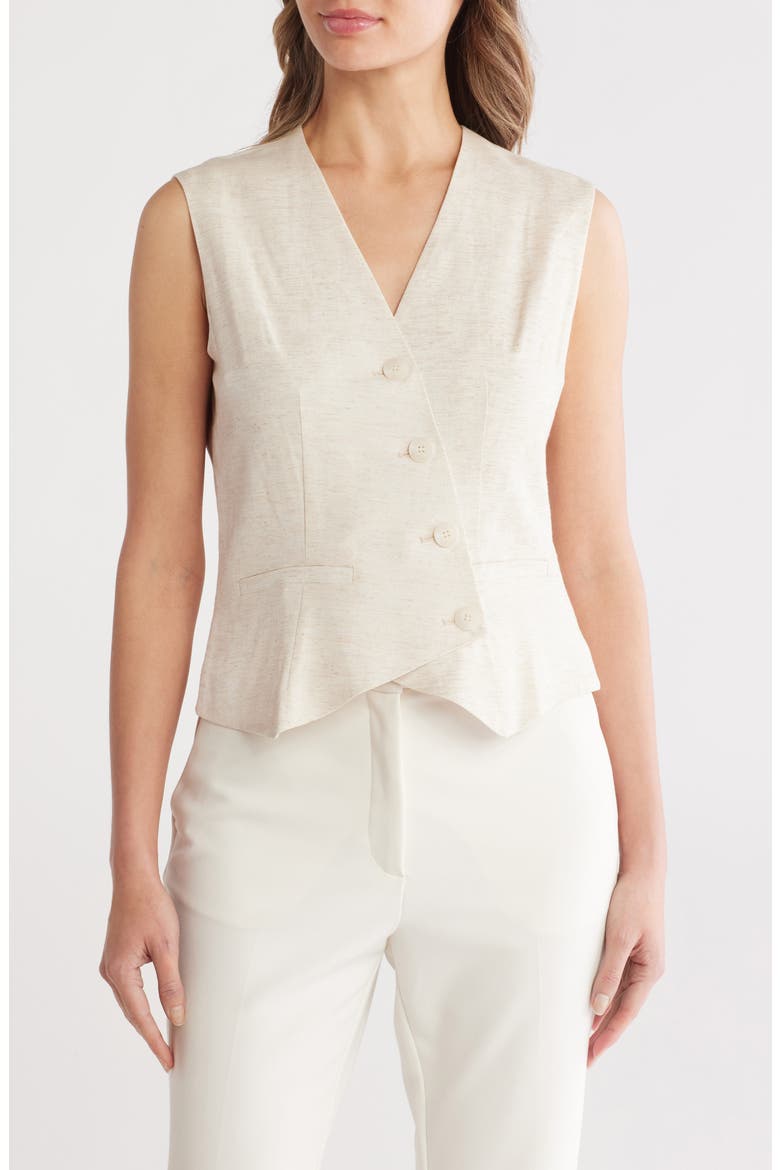 Asymmetric Button Front Vest, Main, color, SAND