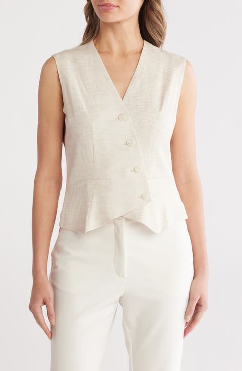 Asymmetric Button Front Vest