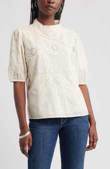 Treasure & Bond Lace Trim Cotton Broderie AnglaiseTop