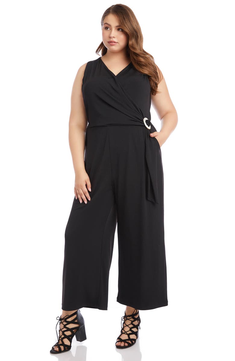 Karen Kane Wrap Front Sleeveless Jumpsuit, Alternate, color,