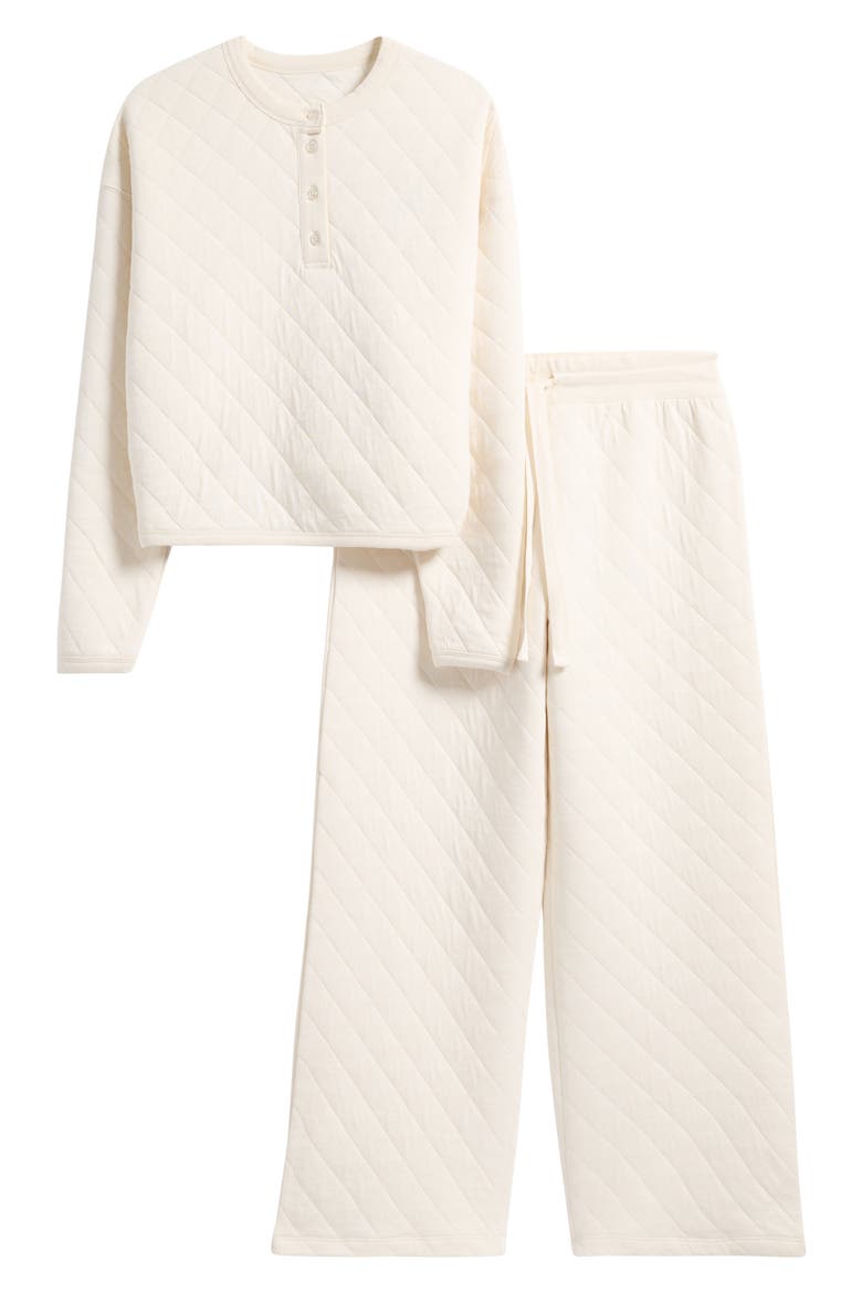 Quilted Cotton Pajamas, Alternate, color, ECRU