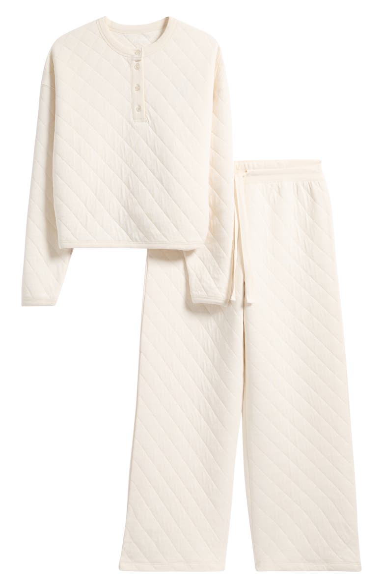 Papinelle Quilted Cotton Pajamas, Alternate, color, Ecru