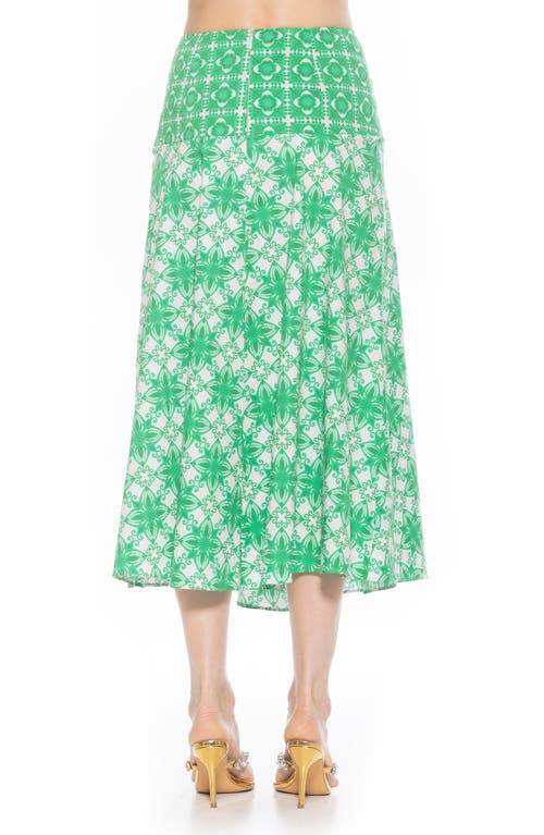 Alexia Admor Hadley Stretch Cotton Midi Skirt In Green Geo