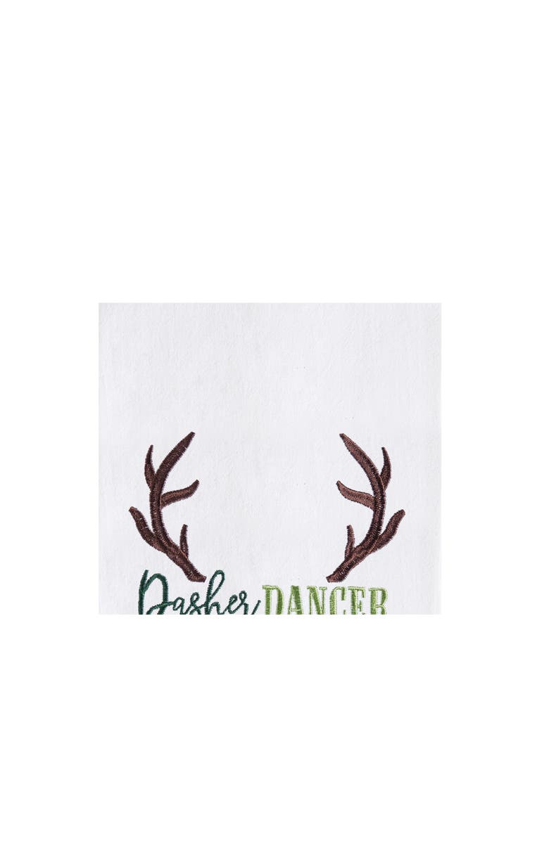 C&F Home Christmas Themed Reindeer Names Cotton Flour Sack Kitchen Dish Towel Decor Decoration 27L x 18W in., Alternate, color, Green