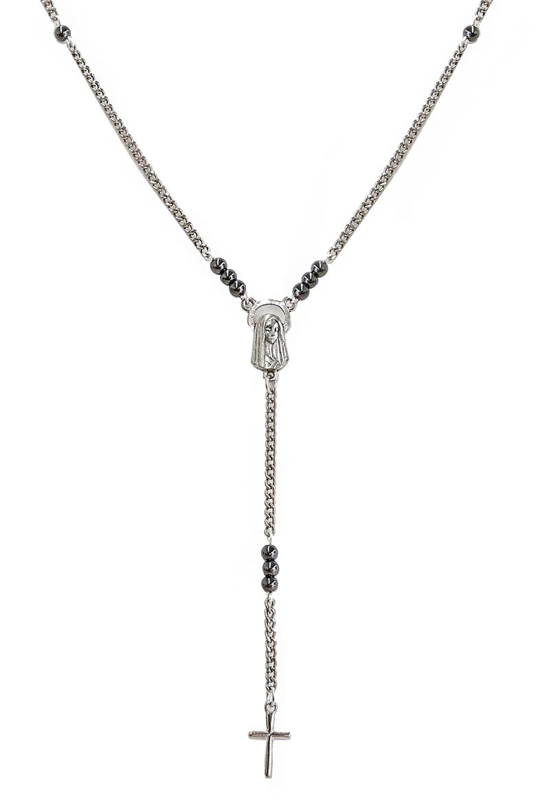Ettika Men's Cross Lariat Necklace, Main, color, SILVER
