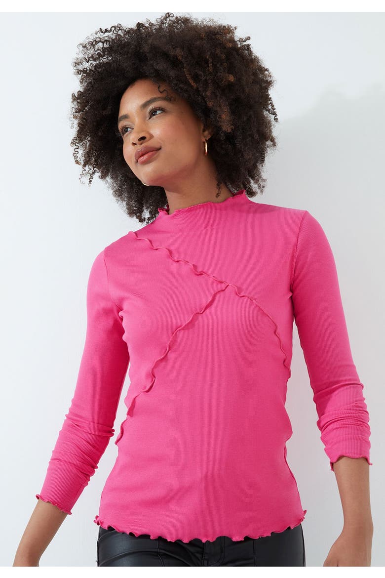Stretch Cotton Lettuce Trim Top, Main, color, ROSE VIOLET